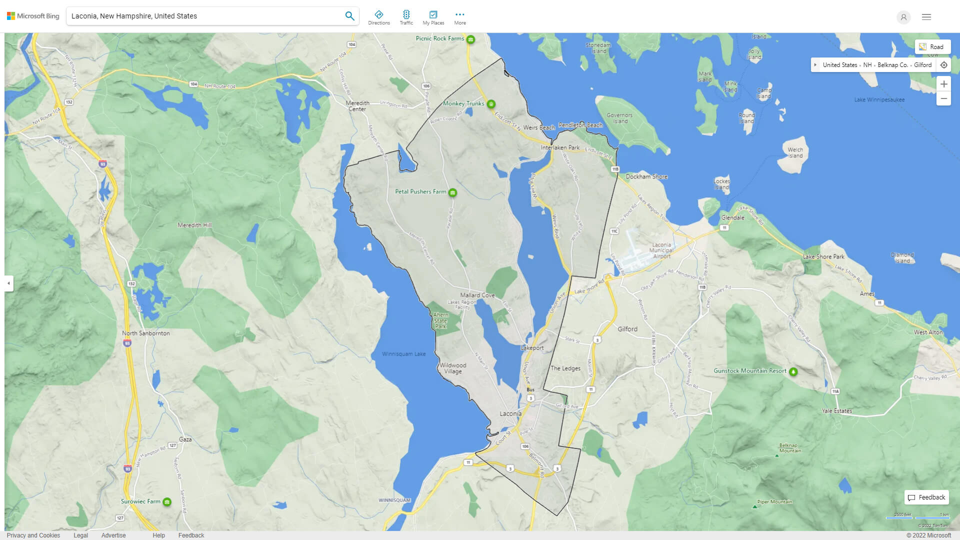 Laconia Detailed Map